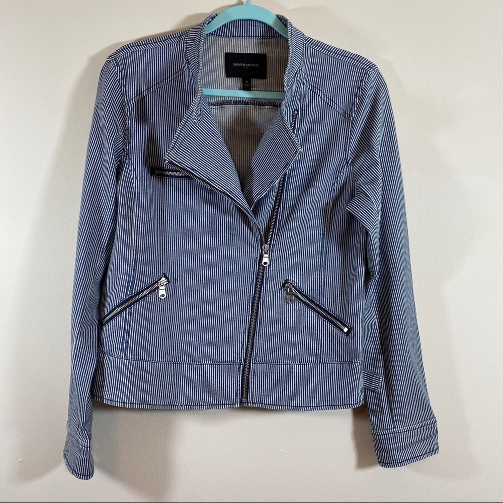 Banana Republic Factory Moto Striped Jacket M - Picture 1 of 7